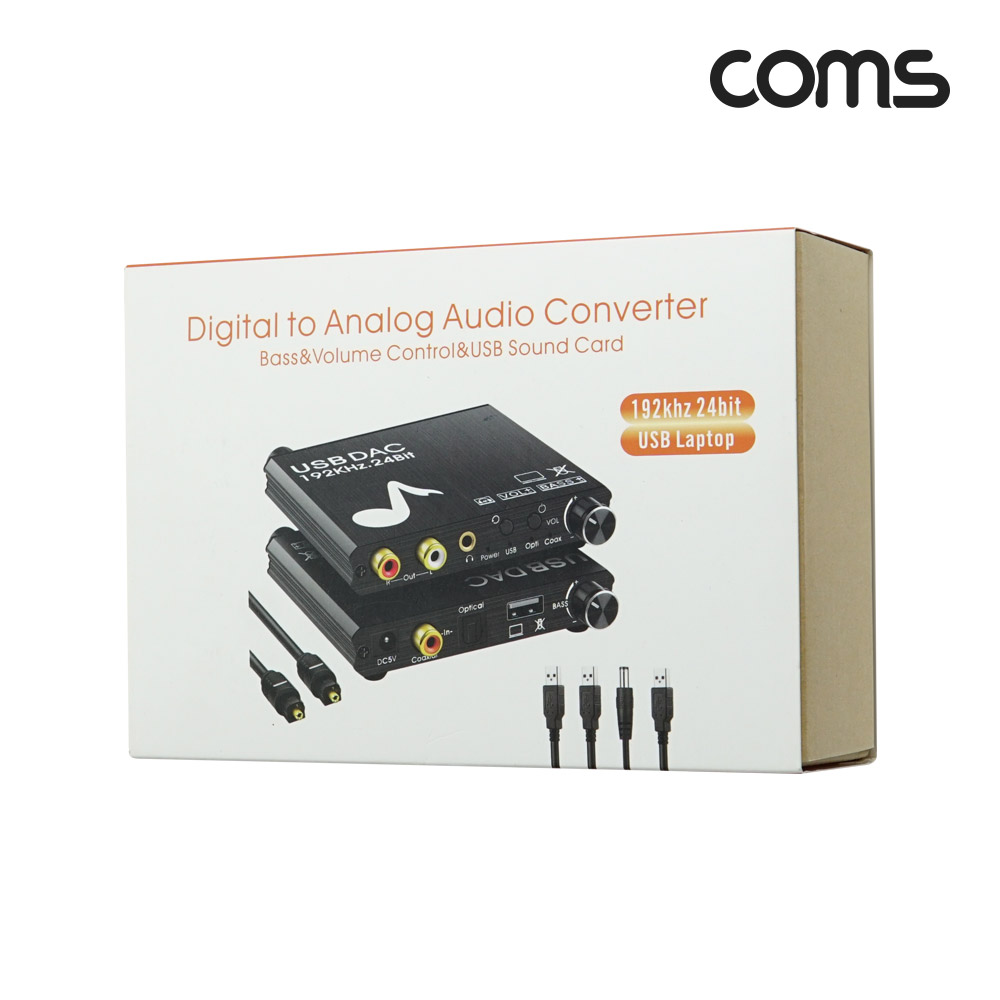 Coms 오디오 광 컨버터 디지털 to 아날로그 + 볼륨조절 Dolby, DTS, AC3, Optical 옵티컬 Coaxial 코엑시얼