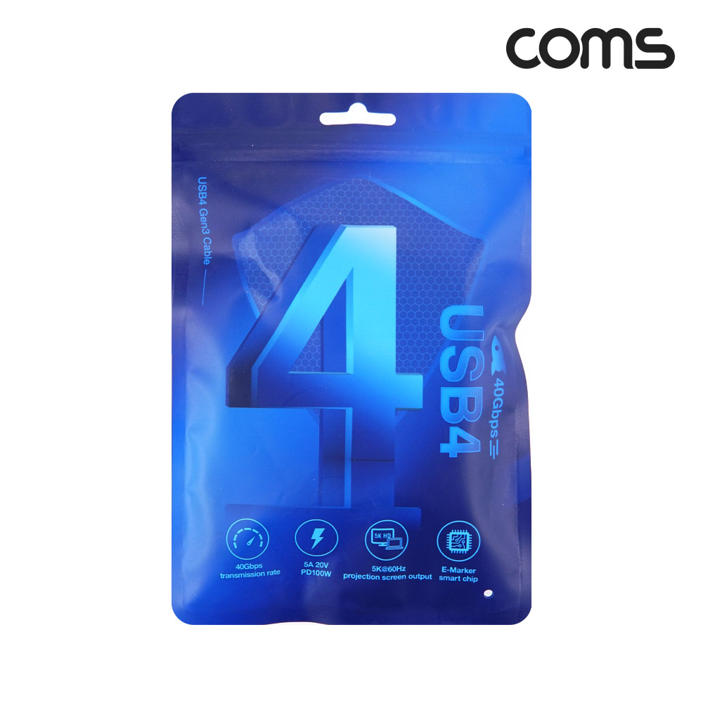 Coms USB 4.0 GEN3 C타입 to C타입 PD 고속충전 케이블 2m 100W E-Marker 이마커 최대 40Gbps Type C