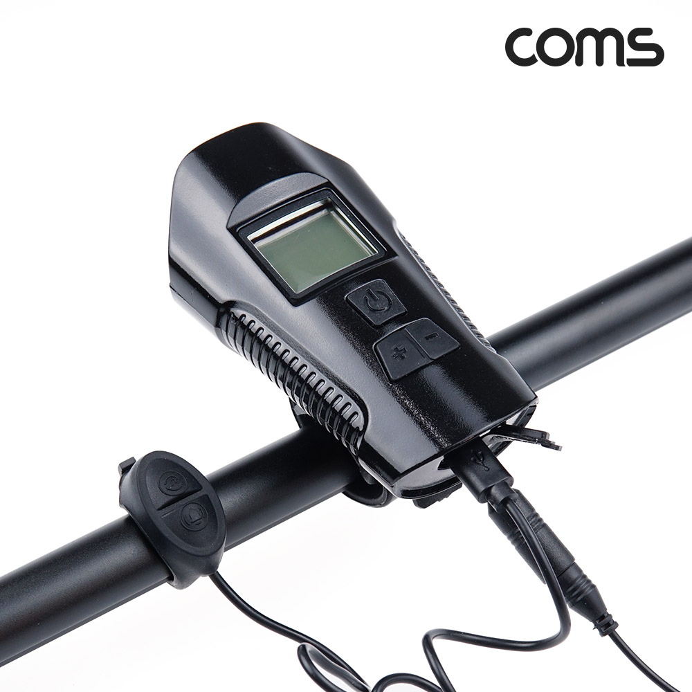 Coms 자전거 속도계 LED 라이트 점멸기 알람 부저 경적 1200mA 배터리내장 USB 충전 생활방수