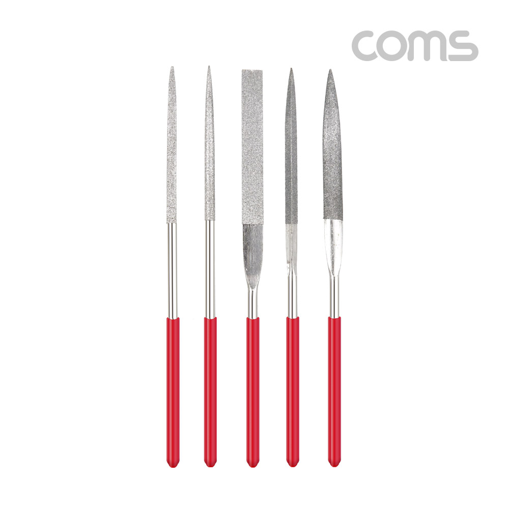 Coms 다이아몬드 다듬질용 줄세트, 다듬줄 세트 5pcs 야스리, 공구줄, 쇠줄 180mm (K-7683)