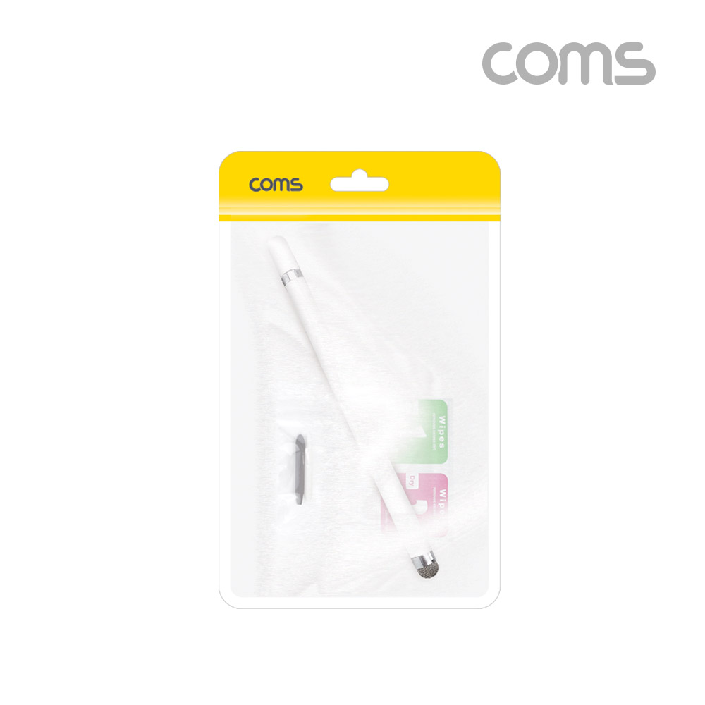 Coms 정전식 터치펜 White, 스마트폰 화면 터치, 알코올 소독펜, 먼지 제거 키트, 오염 방어 세트