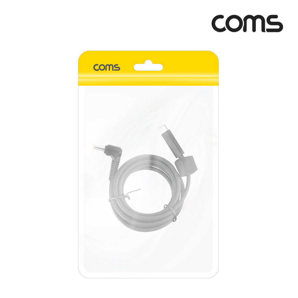 Coms USB 3.1(Type C) 노트북 전원 변환 케이블(PD to DC 5.5/2.5), 충전, 젠더, 1.5m, 꺾임형, 꺽임