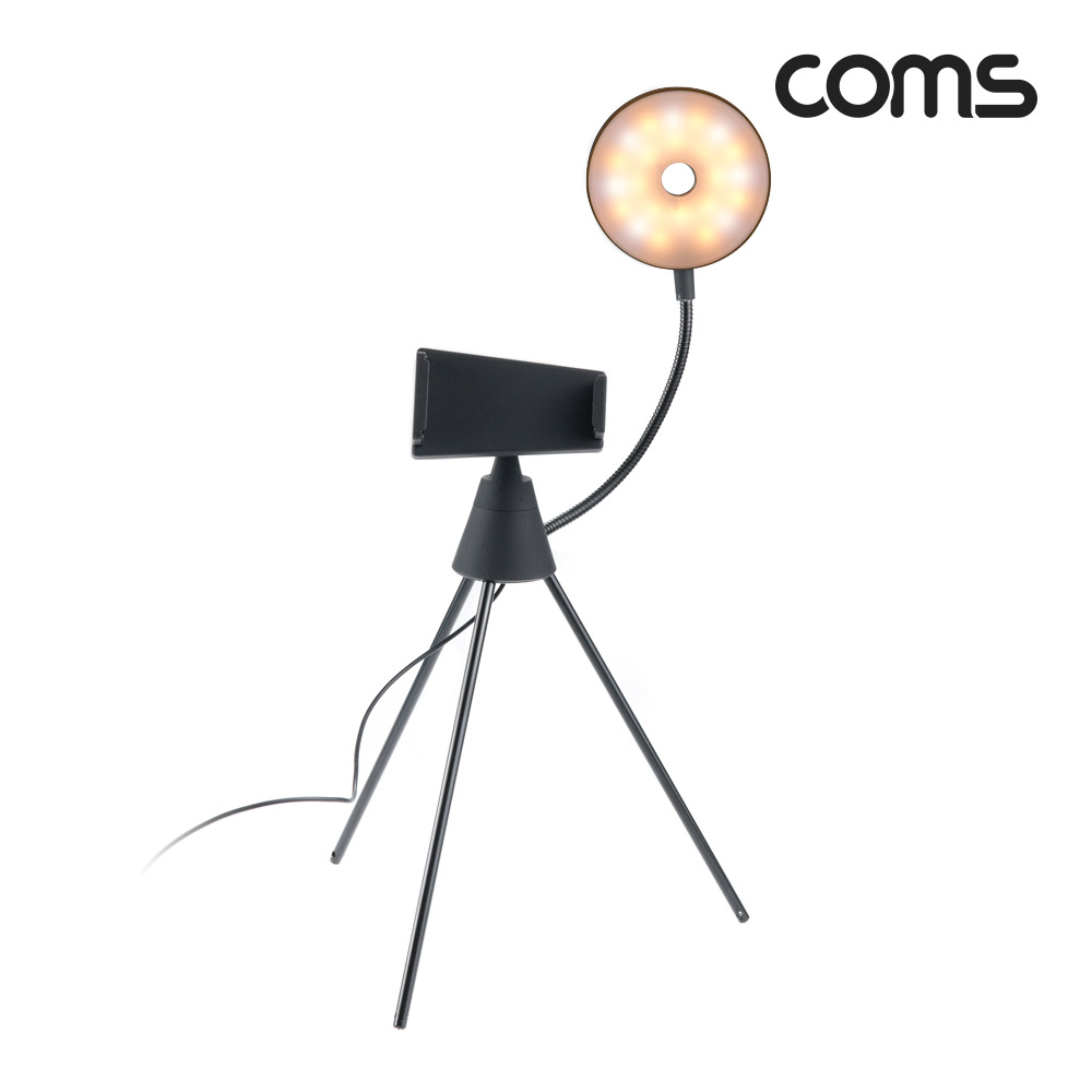 Coms 스마트폰 미니 삼각대 링 라이트 / LED 원형 램프 / 촬영 사진 동영상 / 탁상 거치