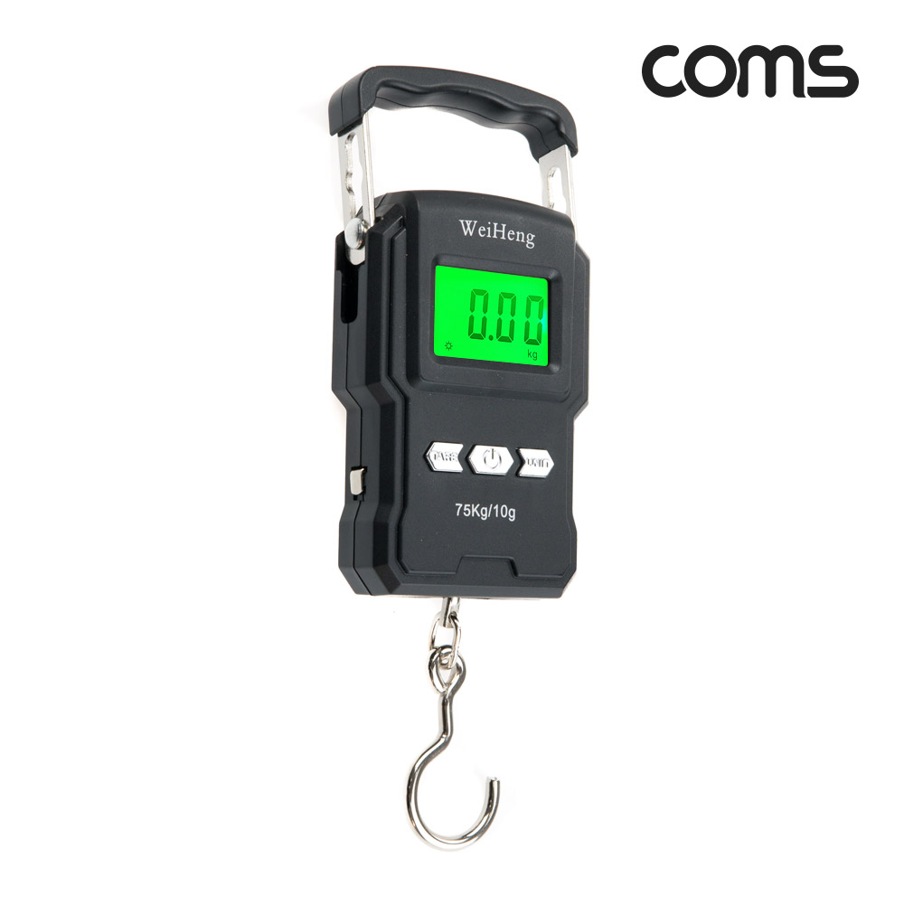 Coms 휴대용 디지털 손저울 / 여행 캐리어 가방 무게 측정 최대 75kg / 후크 고리 미니 크레인