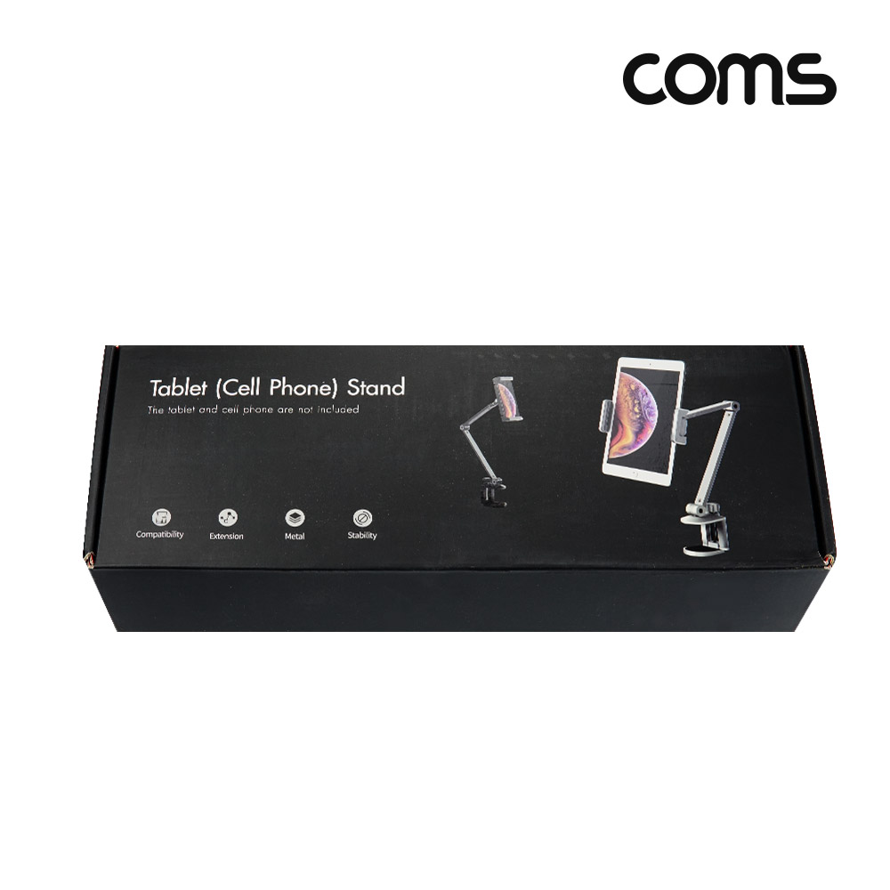 Coms 태블릿&스마트폰 스탠드, 거치대, 책상 탁상 고정, 클램프, 높이조절, 각도조절