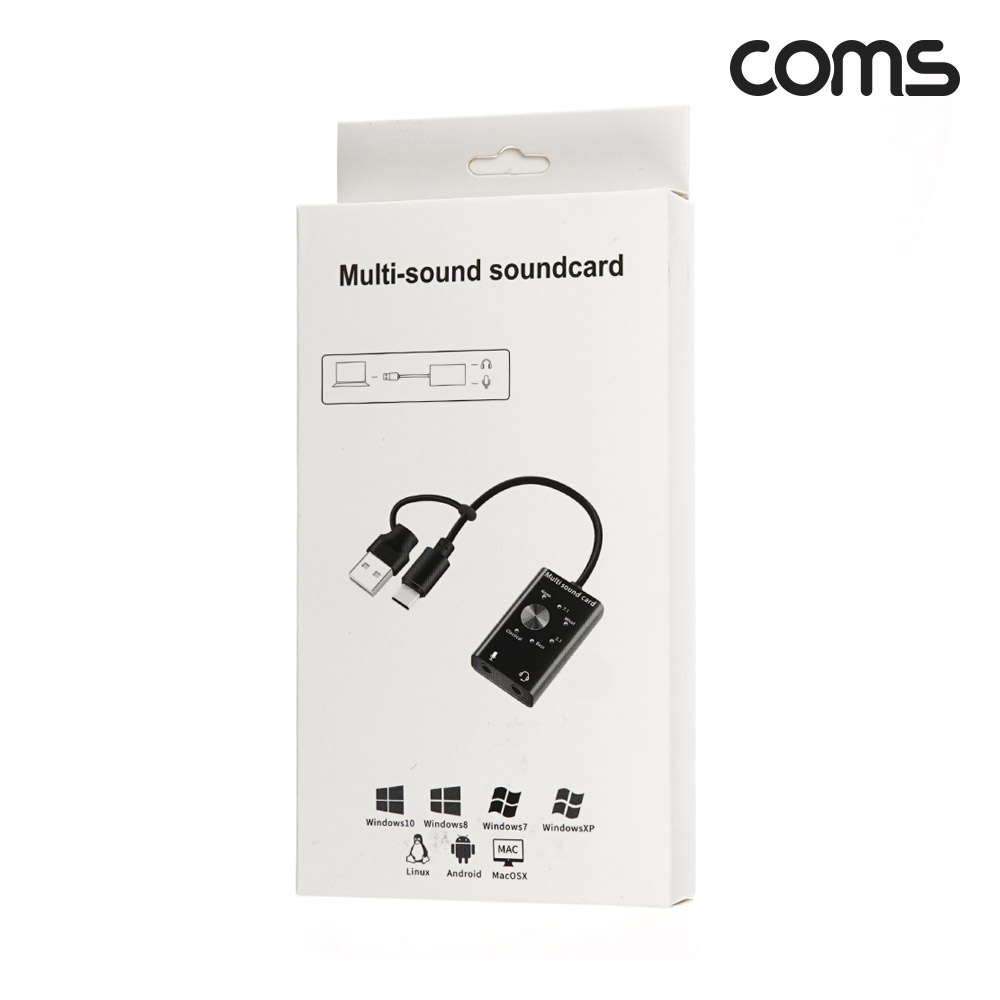 Coms 2in1 멀티 사운드 카드 USB-C타입 A타입 외장형 오디오 컨버터