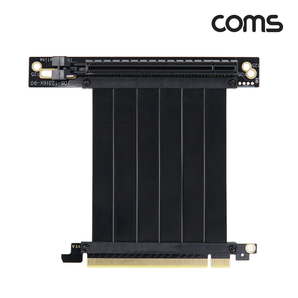 Coms Express PCI 연장 아답터(16x 16배속) 꺾임 PCI-E 3.0 연장 플랫형 12cm
