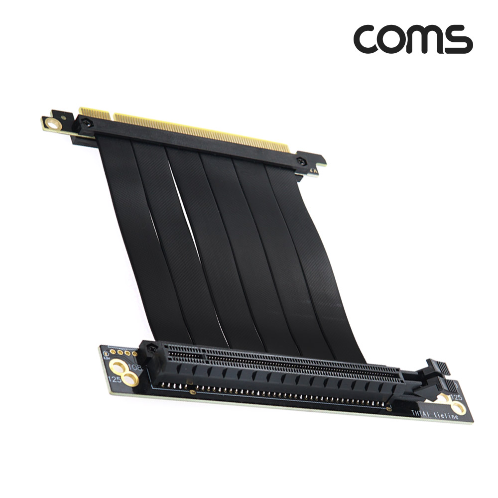 Coms Express PCI 연장 아답터(16x 16배속) 꺾임 PCI-E 3.0 연장 플랫형 12cm
