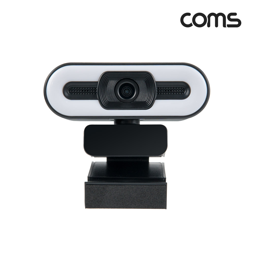 Coms LED 웹캠, 램프 조명, 웹카메라, Full HD 1920 x 1080P, 마이크 내장, 화상채팅 회의 방송