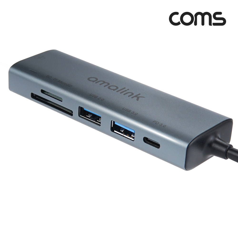 Coms USB 3.1 Type C 멀티 도킹&허브, USB 3.0, 2.0, Type-C(PD) 포트, RJ45 이더넷 랜 LAN, SD TF Card, 도킹스테이션