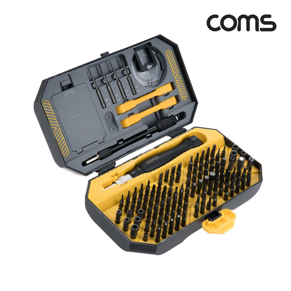 Coms 공구 드라이버 세트 145 in 1, 십자 일자 별 비트 정밀핀셋 정밀 드라이버