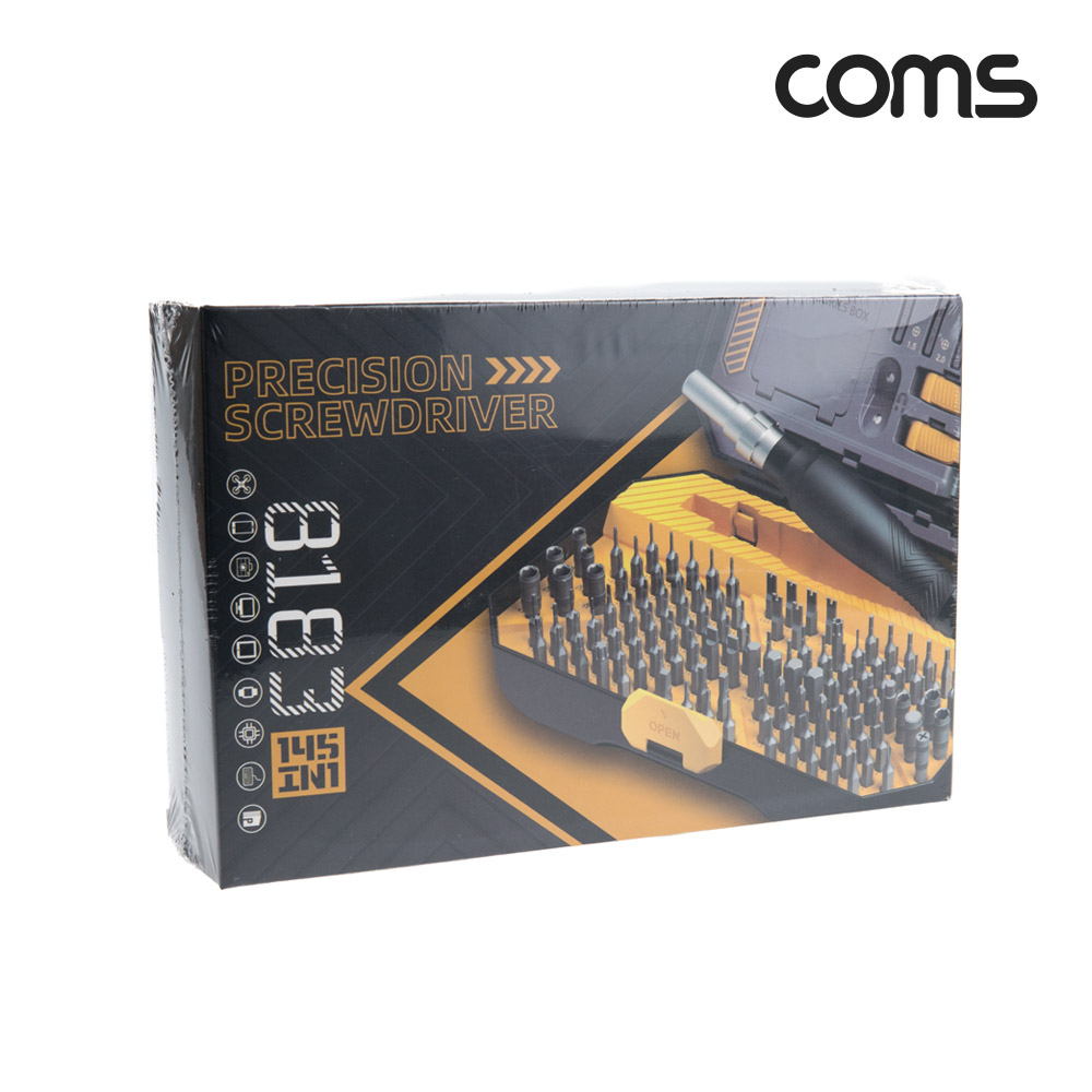 Coms 공구 드라이버 세트 145 in 1, 십자 일자 별 비트 정밀핀셋 정밀 드라이버