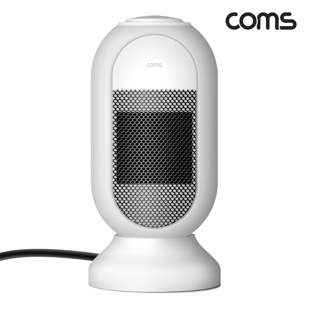Coms 미니 PTC 히터, 가정용 전기히터 온풍기, 소형 쾌속난방 좌우 자동회전 과열방지