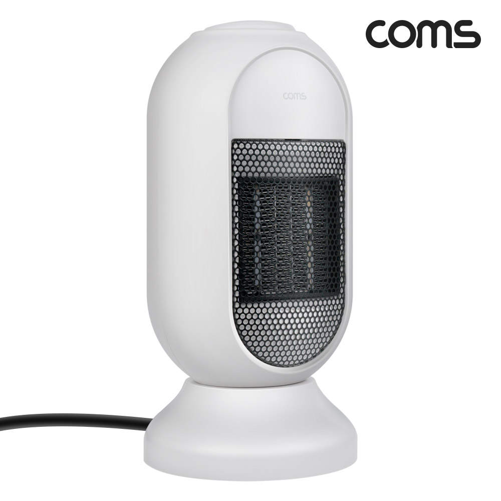 Coms 미니 PTC 히터, 가정용 전기히터 온풍기, 소형 쾌속난방 좌우 자동회전 과열방지