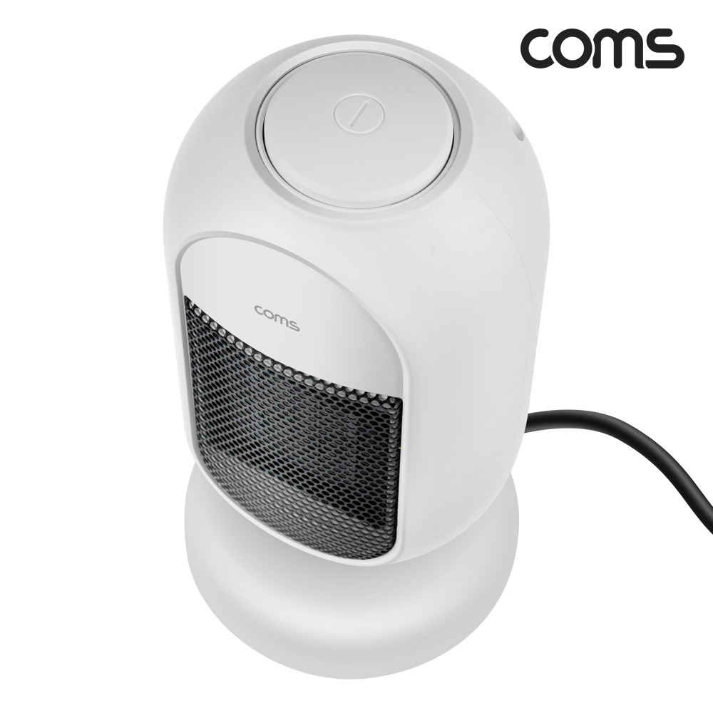 Coms 미니 PTC 히터, 가정용 전기히터 온풍기, 소형 쾌속난방 좌우 자동회전 과열방지