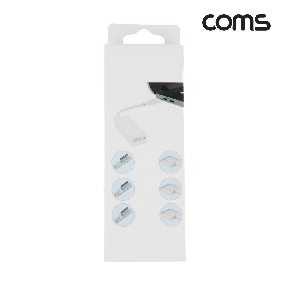 Coms Type C 전원변환 어댑터 45/60/85W(OutPut) White 맥세이프/MagSafe 구형 노트북 마그네틱 충전 젠더