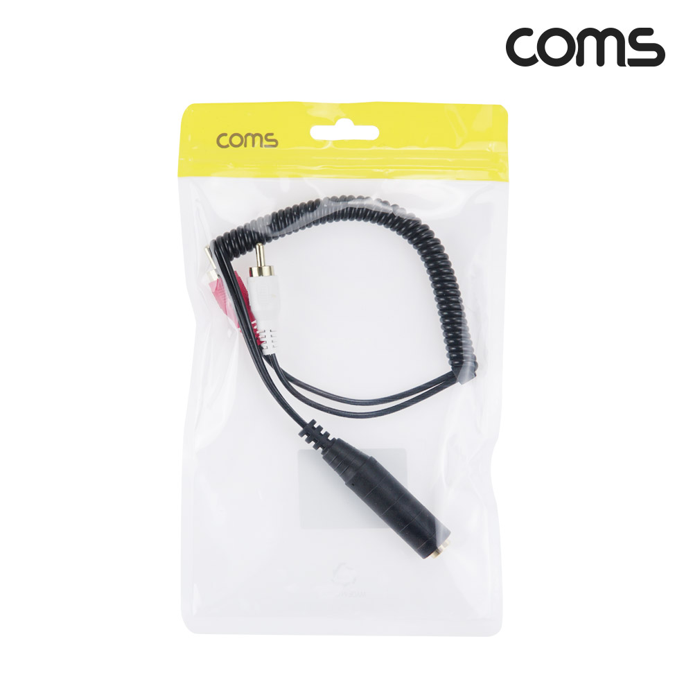Coms AV 스프링 케이블, RCA 2선(M) to 6.5(F) 30cm~80cm, 오디오 변환