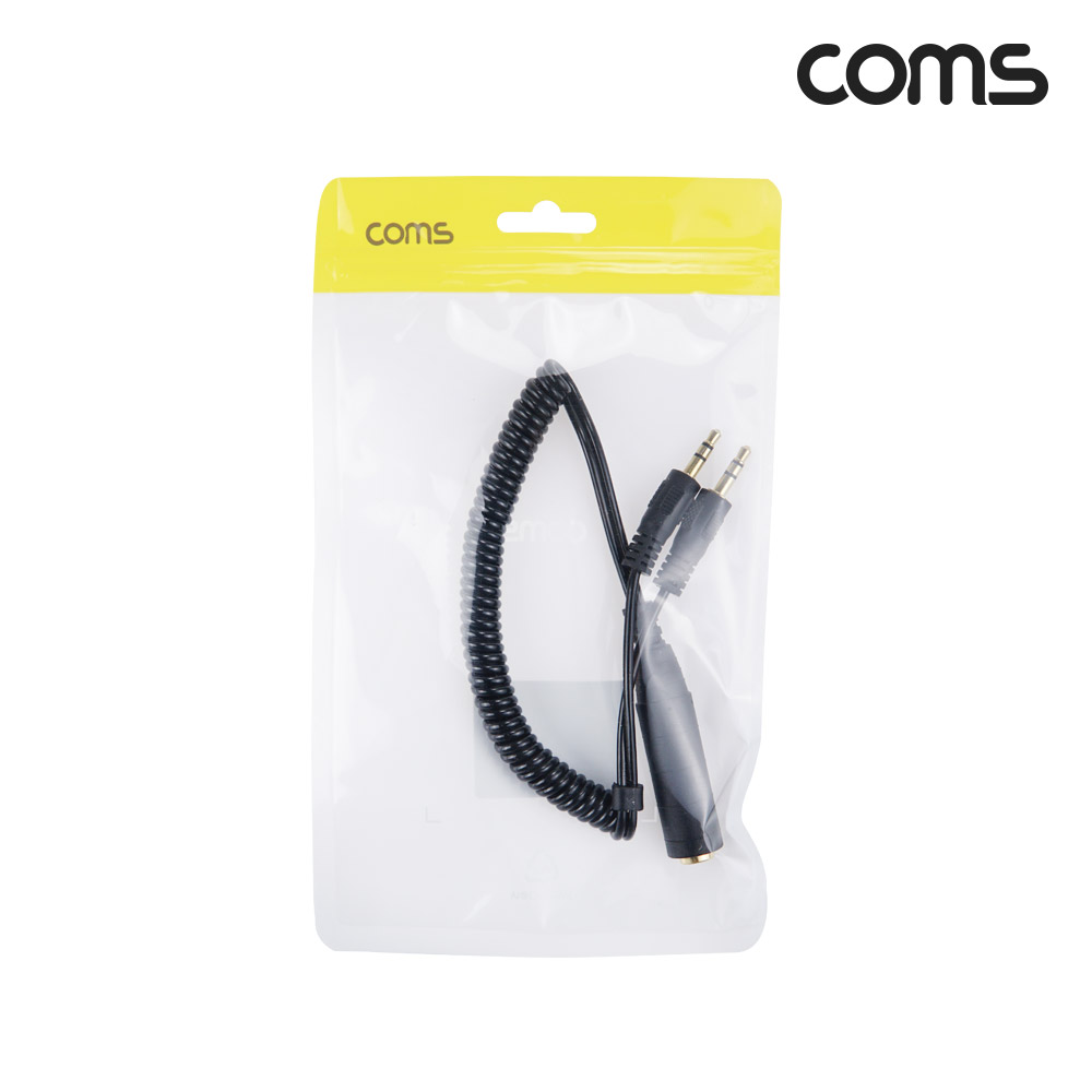 Coms AV 스프링 케이블, 3.5 Stereo 스테레오(M)x2 to 6.5 (F) 30cm~80cm, 오디오 변환, 2분배