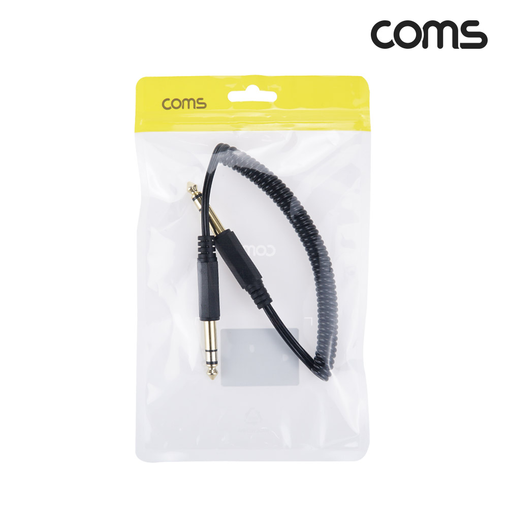Coms AV 스프링 케이블, 6.5 Stereo 스테레오(M) to 6.5 (M) 30cm~80cm, 오디오