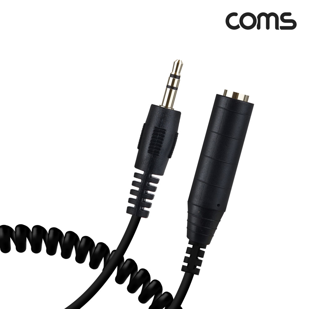 Coms AV 스프링 케이블, 3.5 Stereo 스테레오(M) to 6.5 (F) 30cm~80cm, 오디오 변환