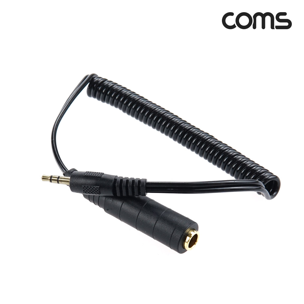 Coms AV 스프링 케이블, 3.5 Stereo 스테레오(M) to 6.5 (F) 30cm~80cm, 오디오 변환