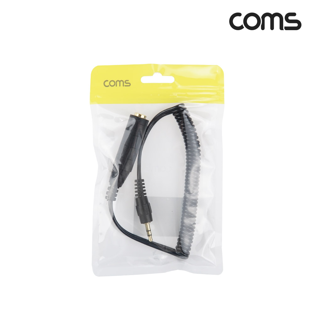 Coms AV 스프링 케이블, 3.5 Stereo 스테레오(M) to 6.5 (F) 30cm~80cm, 오디오 변환