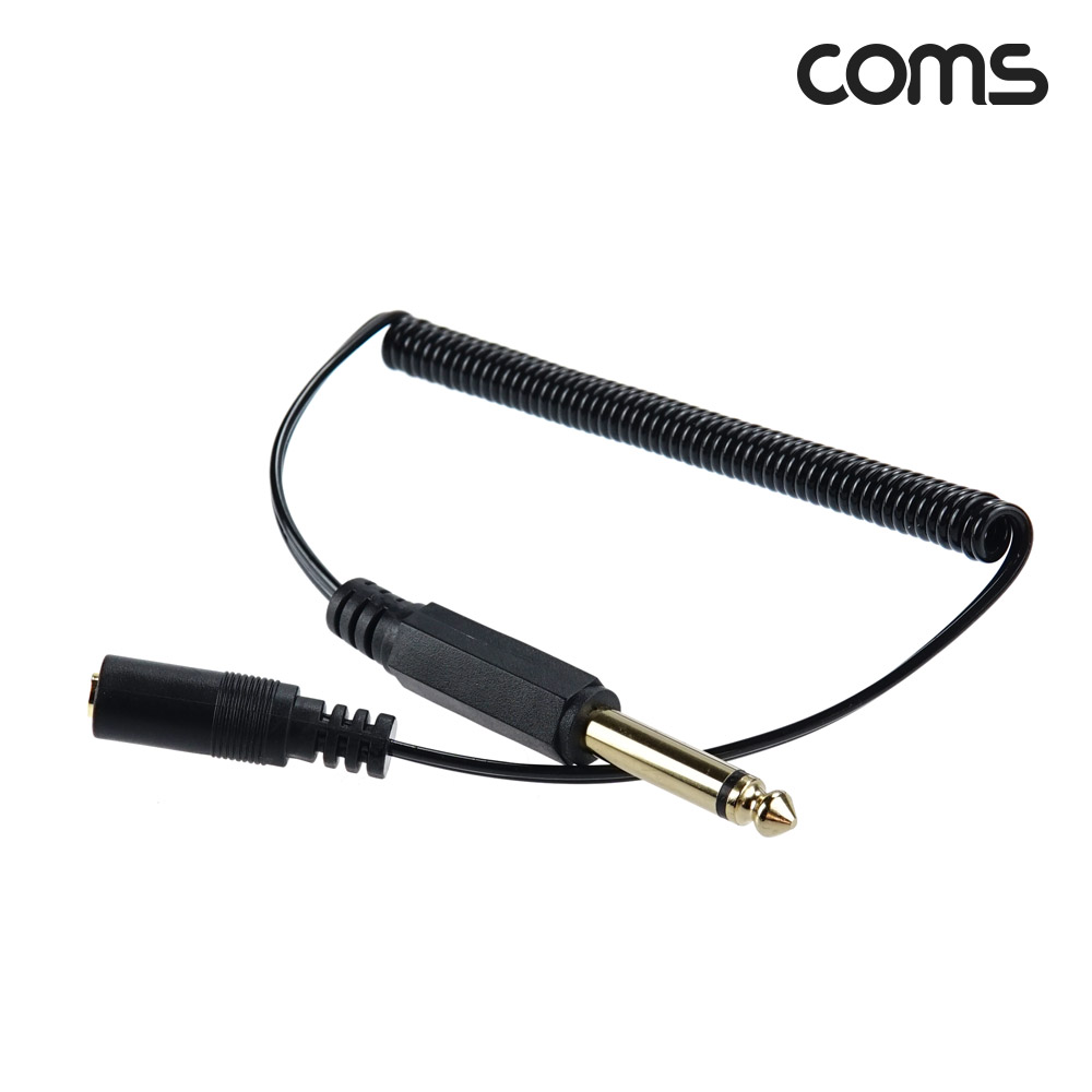 Coms AV 스프링 케이블, 3.5(F) to 6.5 Mono 모노(M)x2 30cm~80cm, 오디오 변환