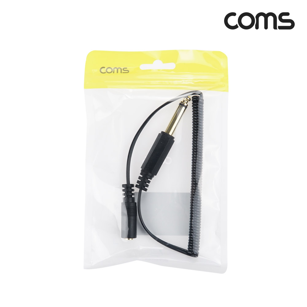 Coms AV 스프링 케이블, 3.5(F) to 6.5 Mono 모노(M)x2 30cm~80cm, 오디오 변환