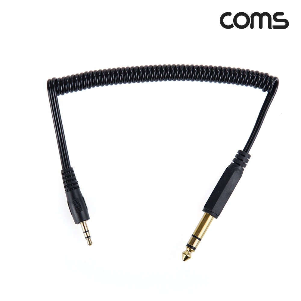 Coms AV 스프링 케이블, 3.5 Stereo 스테레오(M) to 6.5 (M) 30cm~80cm, 오디오 변환