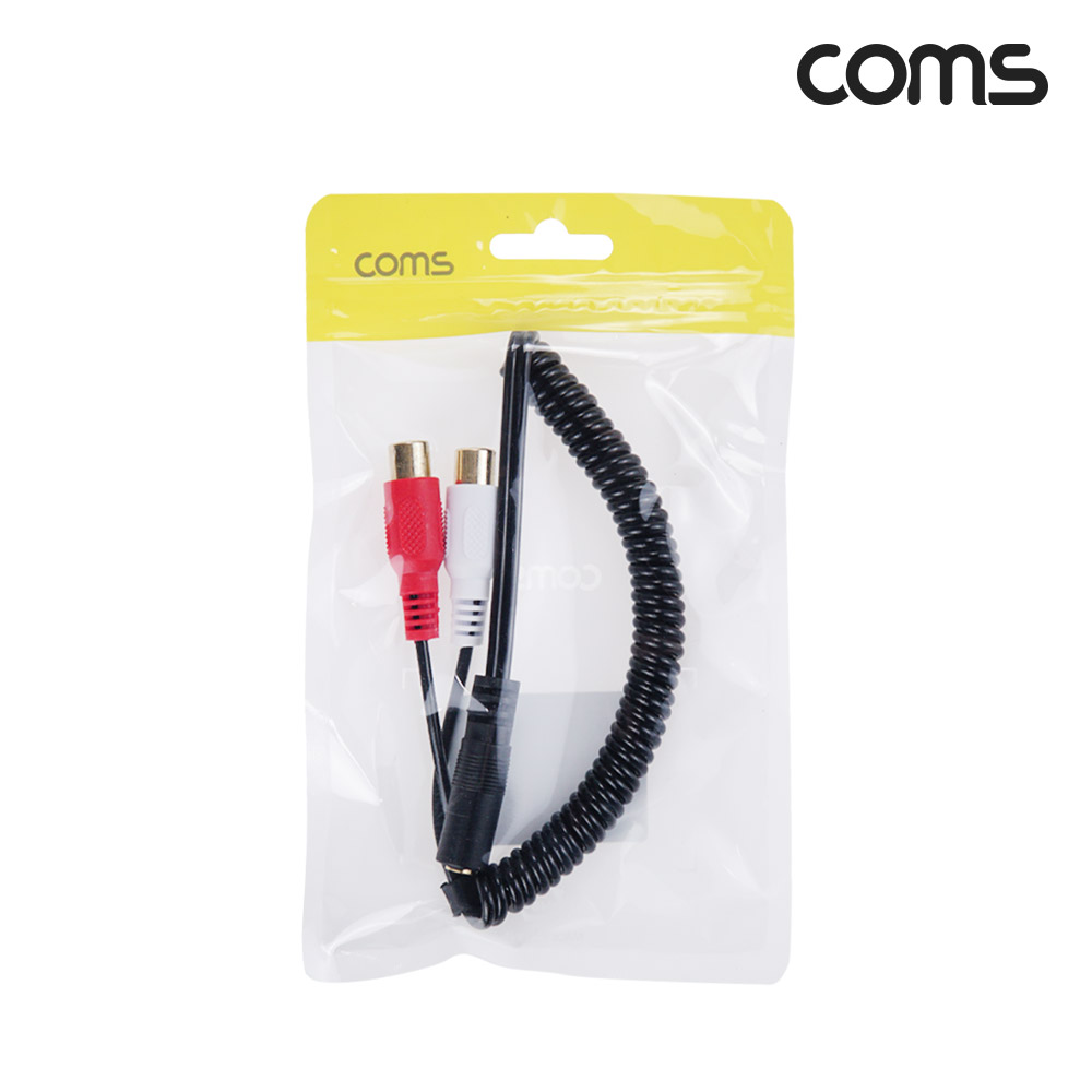Coms AV 스프링 케이블, RCA 2선(F) to 3.5(F) 30cm~80cm, 오디오 변환
