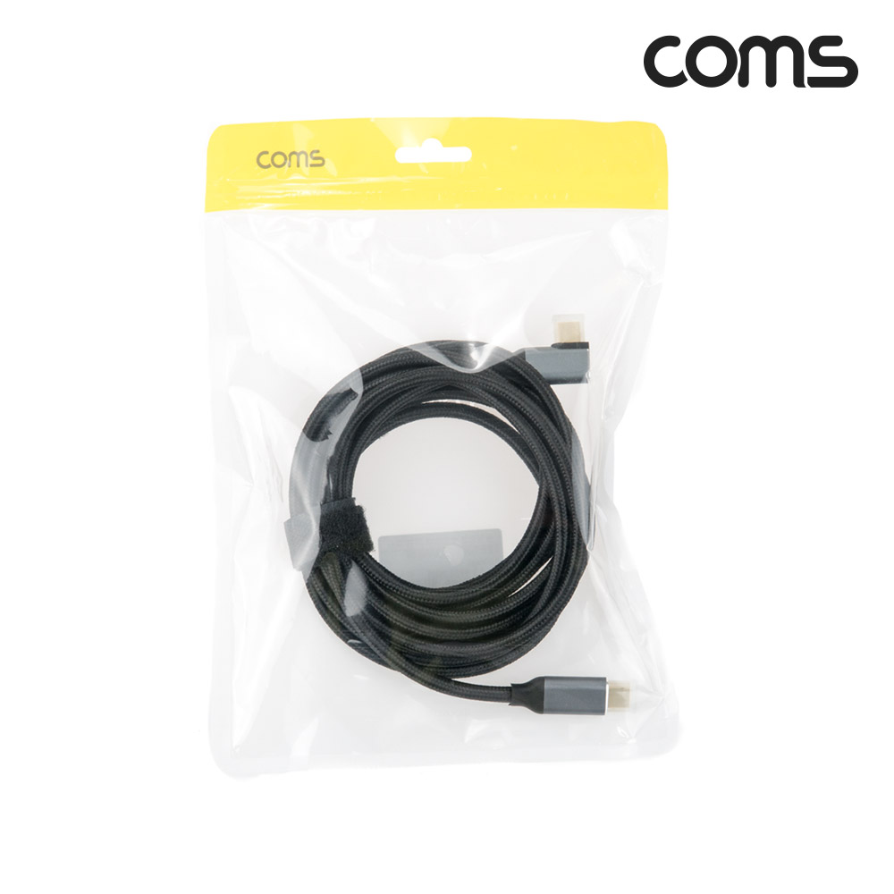 Coms USB 3.1(Type C) 케이블(M/M) 3M GEN2 10Gbps C타입 한쪽 꺾임 Metal/Black