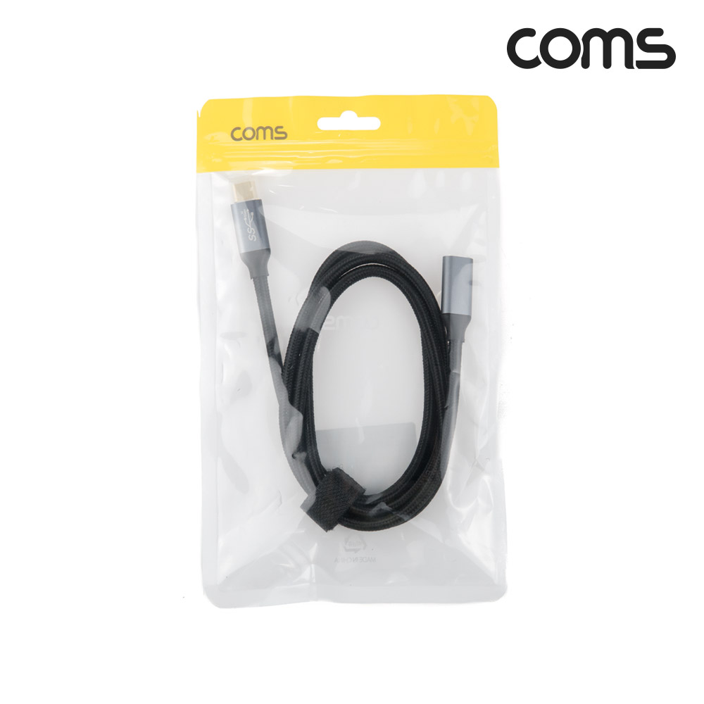 Coms USB 3.1(Type C) 연장 케이블(M/F) 1M GEN2 10Gbps C타입 Metal/Black