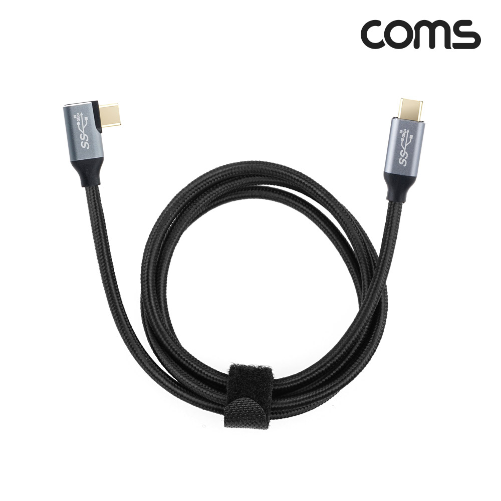 Coms USB 3.1(Type C) 케이블(M/M) 1M GEN2 10Gbps C타입 한쪽 꺾임 Metal/Black