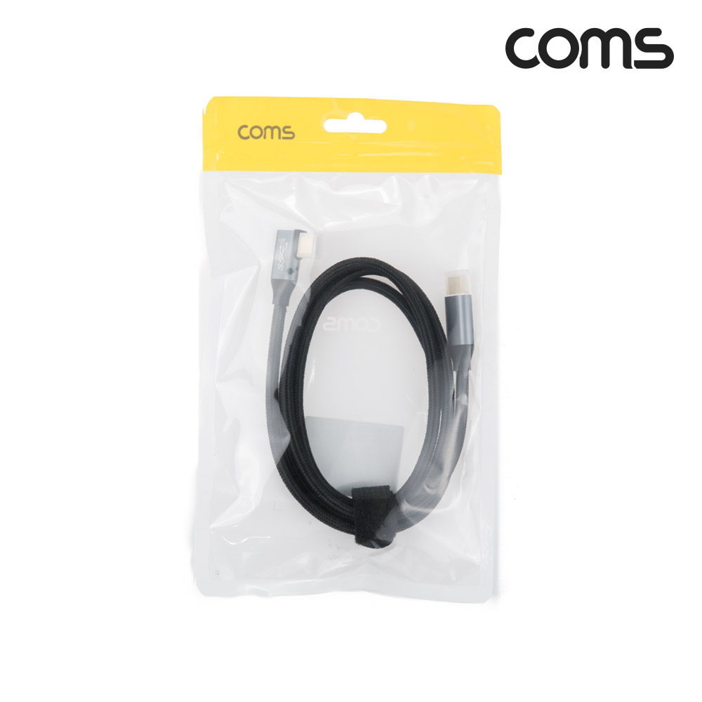 Coms USB 3.1(Type C) 케이블(M/M) 1M GEN2 10Gbps C타입 한쪽 꺾임 Metal/Black