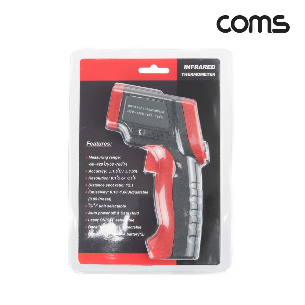 Coms 비접촉 적외선 온도계 산업용 레이저 테스터기 원거리 측정