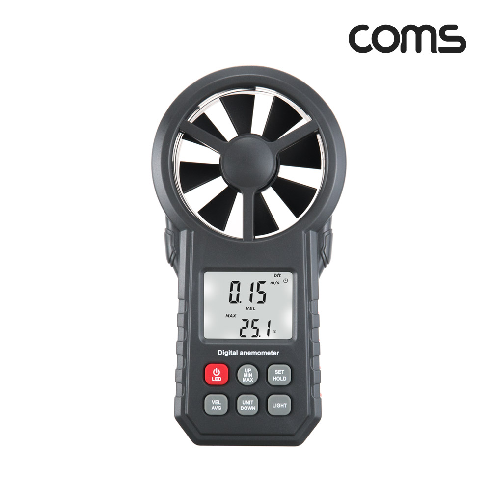 Coms 풍속계, 풍속 및 온도 측정, 풍량 바람 측정기 테스터기 LED