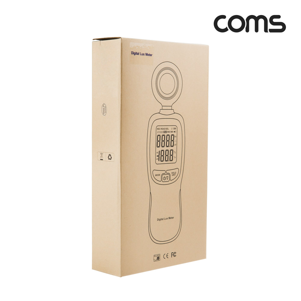 Coms 휴대용 디지털 조도계, 조도 테스터기 측정기 LED 광량 LUX FC
