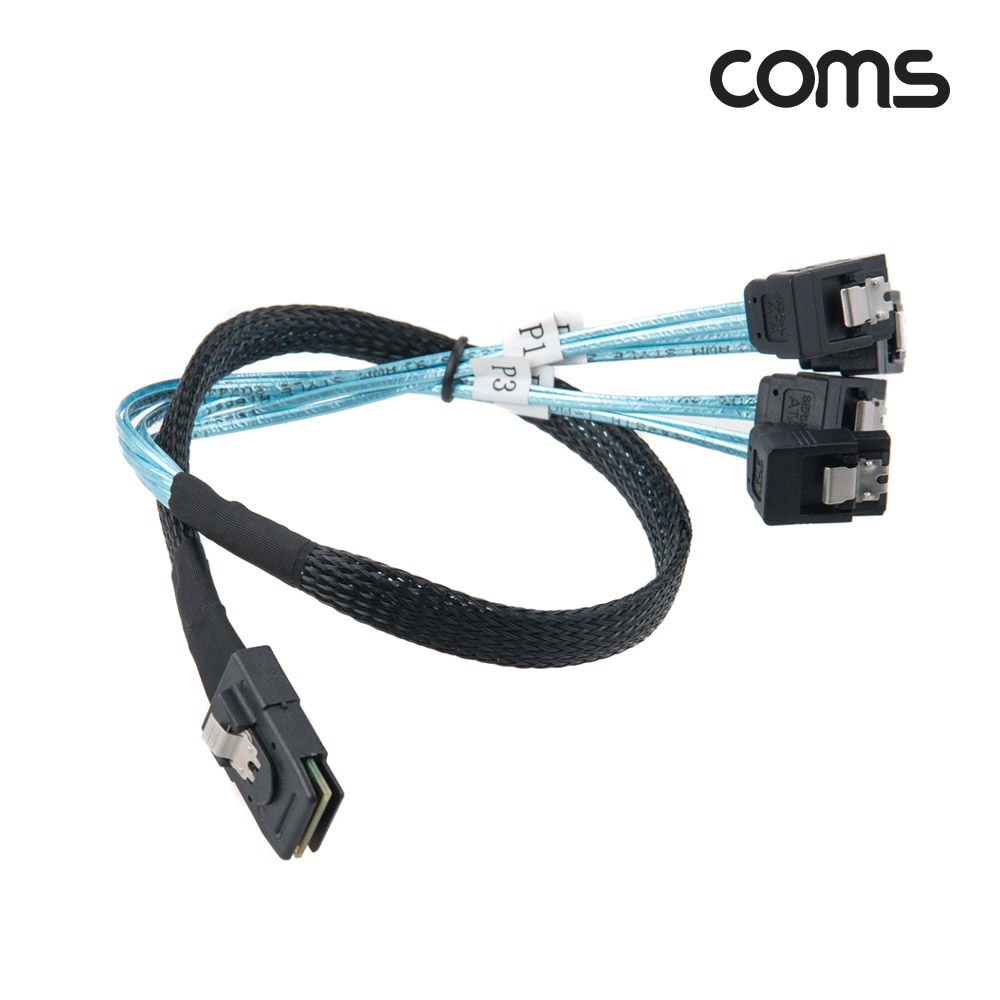 Coms SAS(SFF-8087/SATA x4) 케이블 50cm, 꺾임, 내장형 Mini SAS 36P to SATA 서버 메인보드
