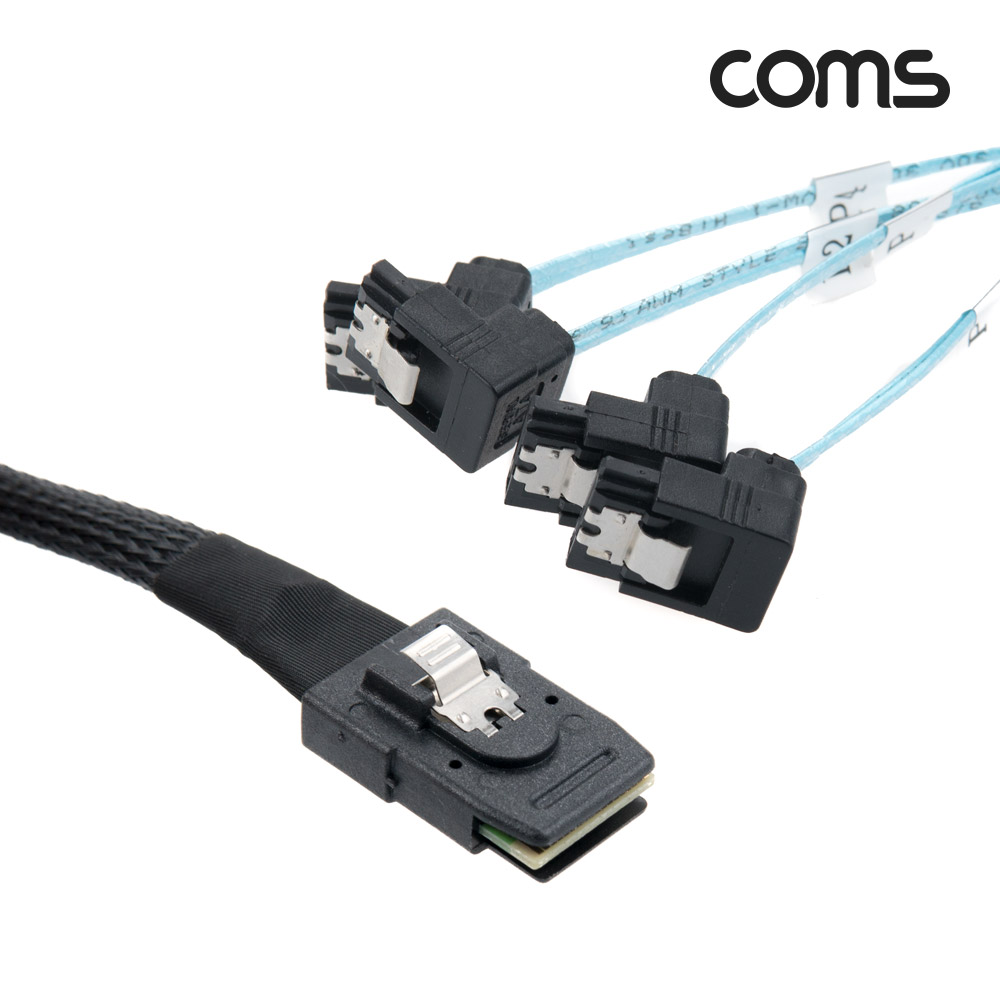 Coms SAS(SFF-8087/SATA x4) 케이블 50cm, 꺾임, 내장형 Mini SAS 36P to SATA 서버 메인보드