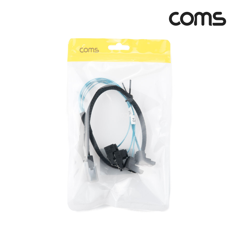 Coms SAS(SFF-8087/SATA x4) 케이블 50cm, 꺾임, 내장형 Mini SAS 36P to SATA 서버 메인보드