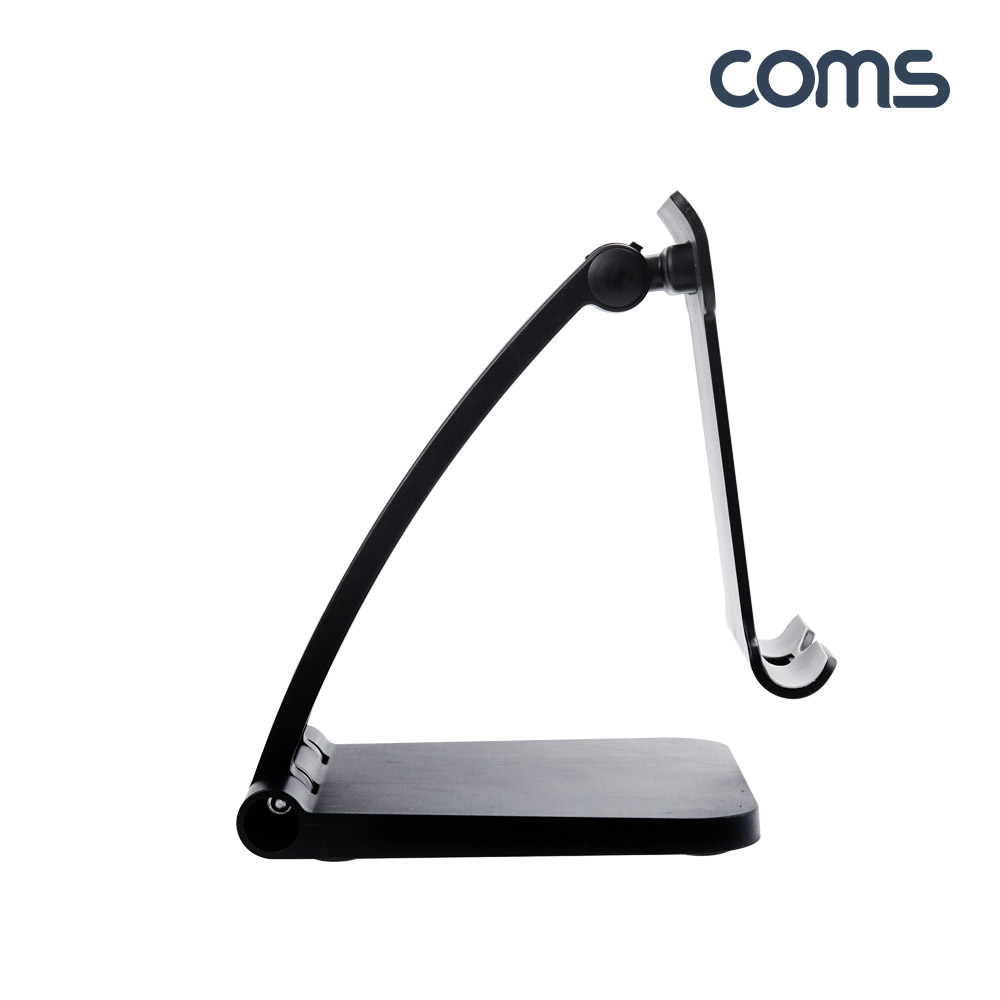 Coms 접이식 스마트폰 거치대, 태블릿 거치, 스탠드, 탁상용, 2단 각도조절, Black