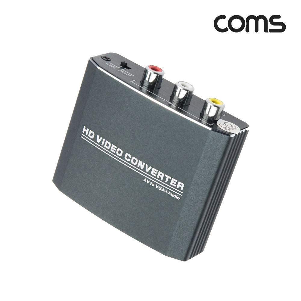 Coms AV to VGA 컨버터, AV -> VGA+오디오, 스테레오 3.5mm, 1080P, 720P, CVBS, L/R 3RCA, NTSC/PAL