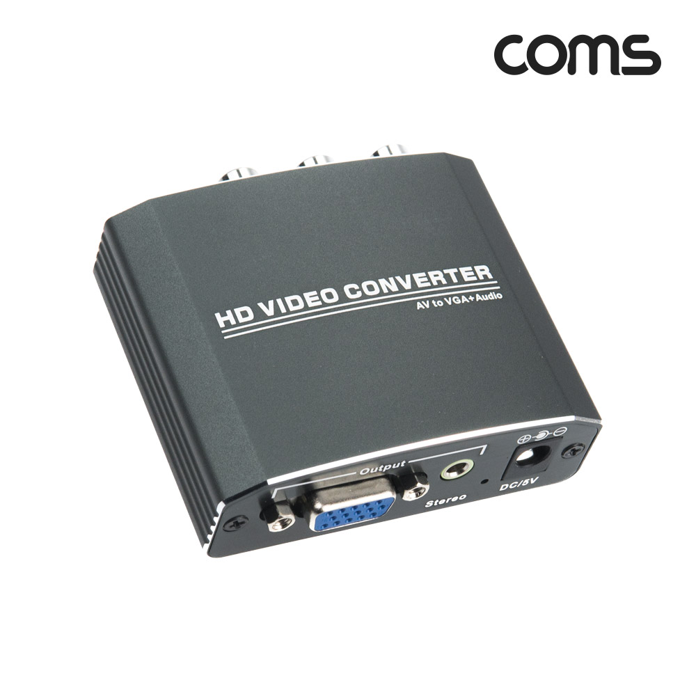 Coms AV to VGA 컨버터, AV -> VGA+오디오, 스테레오 3.5mm, 1080P, 720P, CVBS, L/R 3RCA, NTSC/PAL