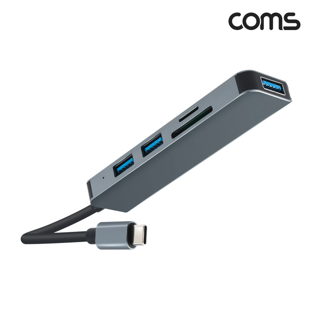Coms USB 3.1 (Type C) 멀티 허브 5in1 USB 3.0 x 3포트 3port 외장형 카드리더기 Micro SD TF카드 SD카드 C타입