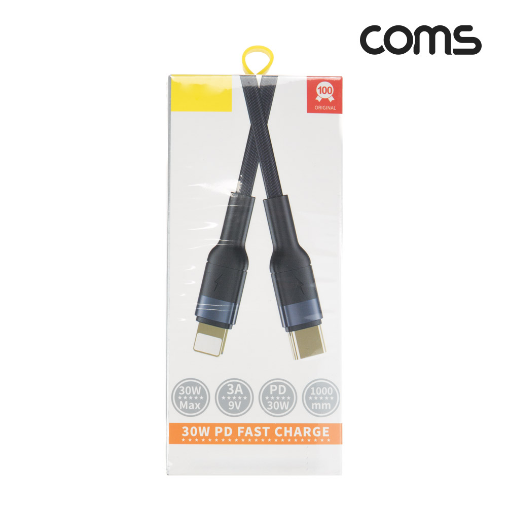 Coms PD to iOS 8P 케이블 30W 1.2m, USB 3.1(Type C) C타입 8핀, 충전 및 데이터 전송
