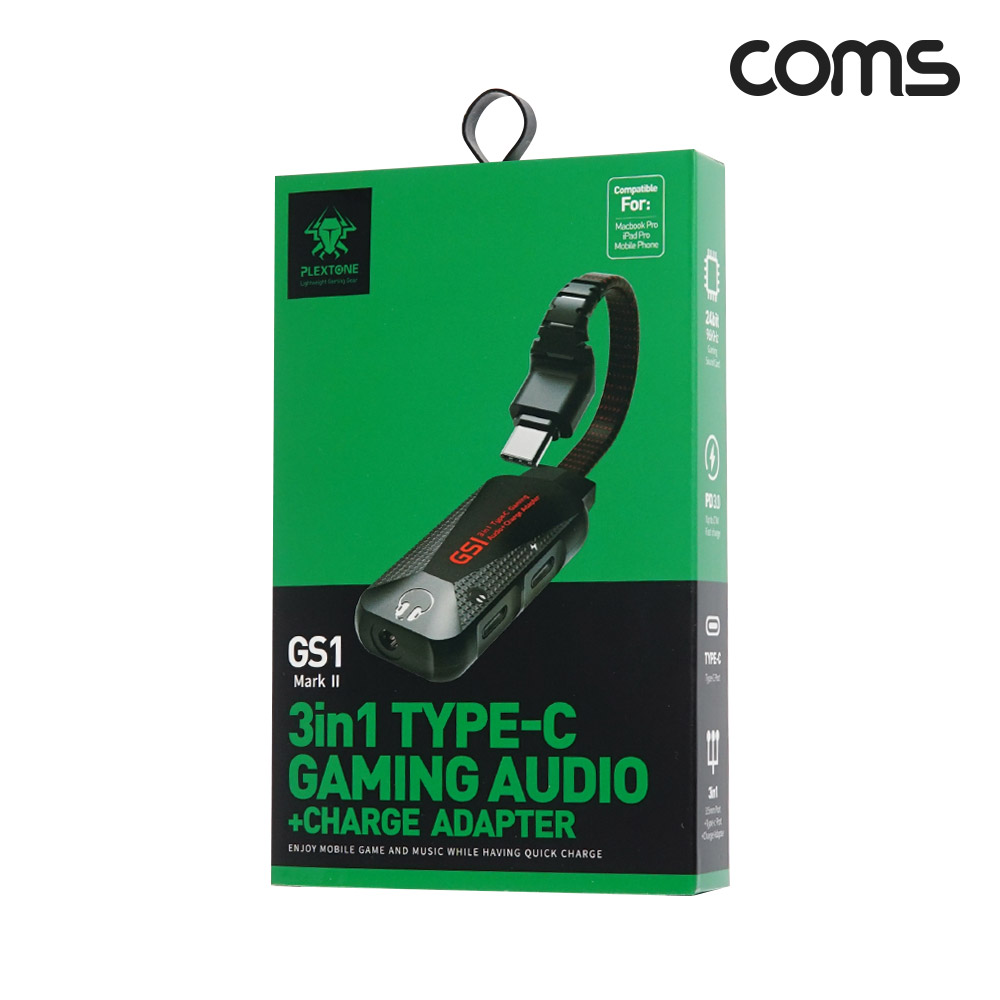Coms USB 3.1 (Type C) 3 in 1 컨버터 젠더 C타입 충전 및 3.5mm 이어폰 음악감상 동시충전 PD3.0