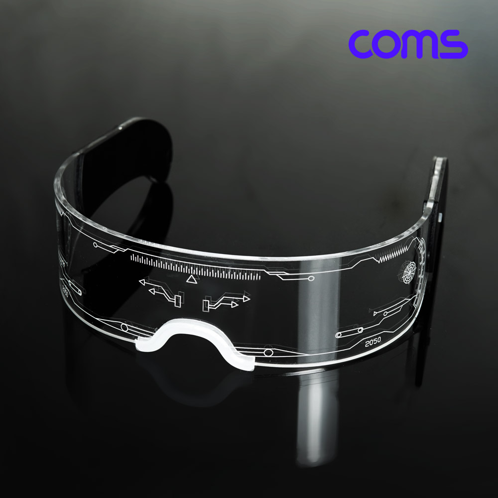Coms 사이버펑크 LED 고글, 듀얼 모듈 발광 안경, 공상과학, SF 컨셉, 사진촬영, 미래 야광 네온 선글라스 선물 유튜버 틱톡