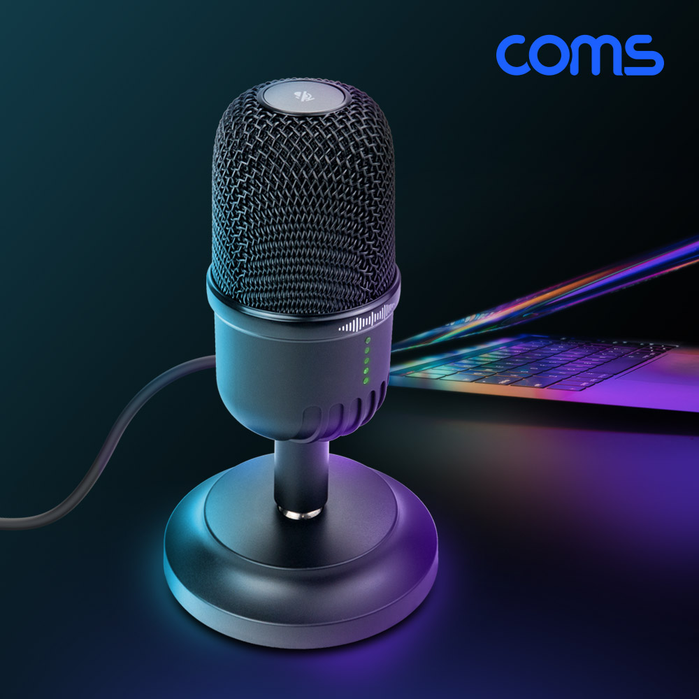 Coms 미니 스탠딩 콘덴서 마이크, USB 유선, 탁상용, 가벼운 마이크, 192KHz 24Bit, 음성 녹음, 음소거 터치, 1인 미디어 인터넷방송