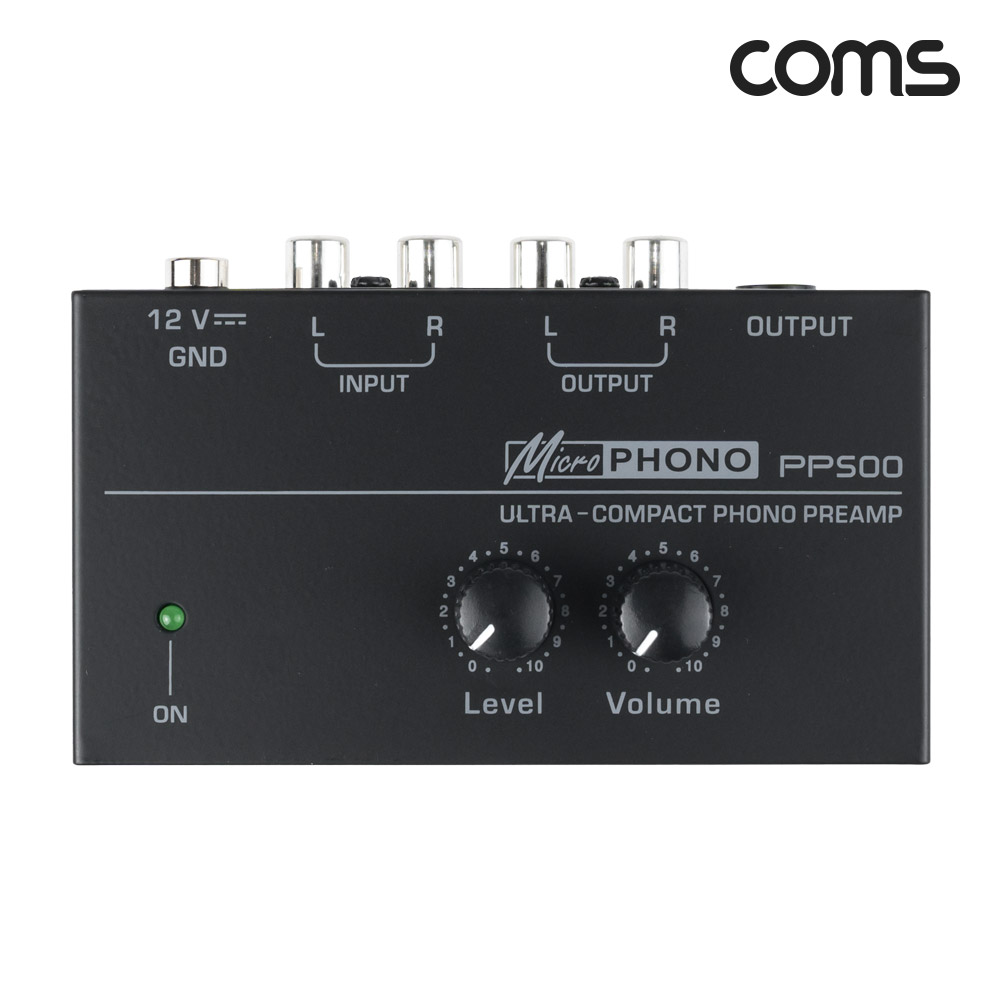 Coms 미니 프리앰프 턴테이블 볼륨 빛 레벨 조절 컨트롤