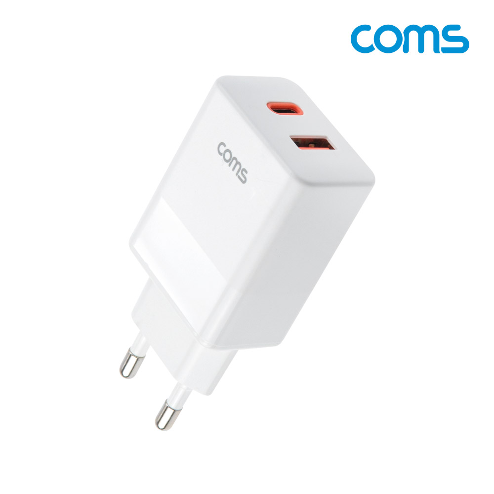 Coms 듀얼포트 초고속 충전기 33W, 2포트 2Port 멀티 어댑터, PD+QC3.0, C타입 USB 3.1 USB-C Type C, USB-A, PPS